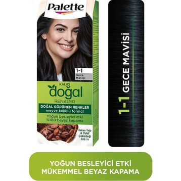 Palette Kalıcı Doğal Renkler 1-1 Gece Mavisi Kakao Yağı Saç Boyası