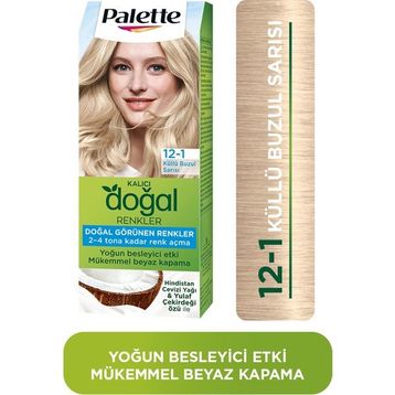 Palette Kalıcı Doğal Renkler 12-1 Küllü Buzul Sarısı Hindistan Cevizi Yağı Saç Boyası