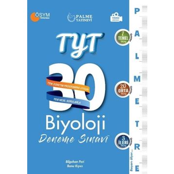 Palme Yayınları TYT Biyoloji Video Çözümlü Palmetre Serisi 30'lu Deneme