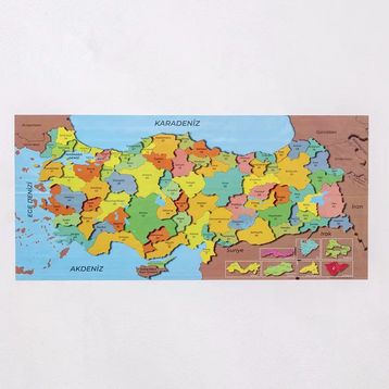 Panda PAN792 118x56 cm Renkli Türkiye Haritası Kağıt Tahta