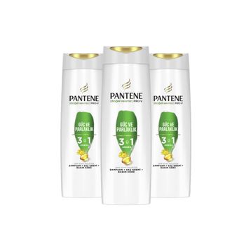 Pantene 3'ü 1 Arada 3x400 ml Güç ve Parlaklık Şampuan