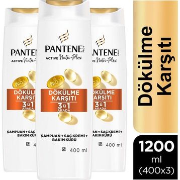 Pantene 3x400 ml 3'ü 1 Arada Saç Dökülmelerine Karşı Şampuan