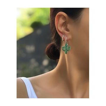 Papatya Silver 925 Ayar Altın Kaplama Tekli Sallantılı Italyan Kaktüs Gümüş Küpe