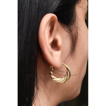 Papatya Silver 925 Ayar Gold Kaplama Licuala Desenli Gümüş Küpe