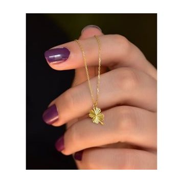Papatya Silver 925 Ayar Gümüş Altın Kaplama Kristal Kesim Yonca Kadın Kolye