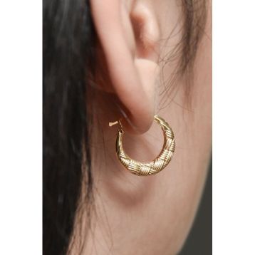 Papatya Silver 925 Ayar Gümüş Gold Kaplama Hasır Desenli Küpe