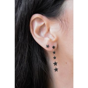 Papatya Silver 925 Ayar Gümüş Rose Altın Kaplama Kayan Yıldız Zincir Küpe