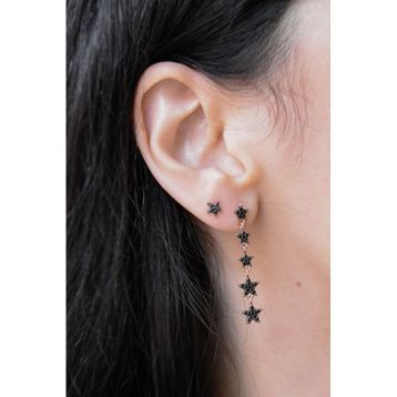 Papatya Silver 925 Ayar Gümüş Rose Altın Kaplama Kayan Yıldız Zincir Küpe
