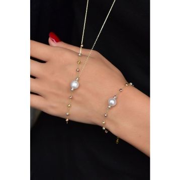 Papatya Silver 925 Ayar Gümüş Üç Renk Dorika Toplu Kolye Bileklik Set