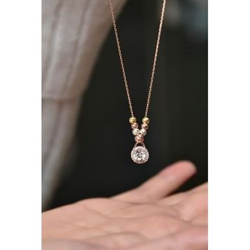 Papatya Silver 925 Ayar Gümüş Üç Renk Dorika Toplu Tektaş Kolye