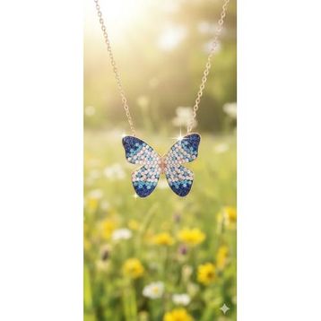 Papatya Silver 925 Ayar Mix Taşlı Kelebek Kadın Gümüş Kolye