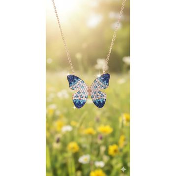 Papatya Silver 925 Ayar Mix Taşlı Kelebek Kadın Gümüş Kolye