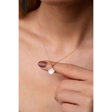 Papatya Silver 925 Ayar Rose Kaplama Sedef Deniz Kabuğu Gümüş Kolye