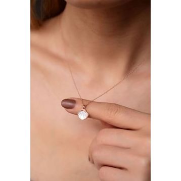 Papatya Silver 925 Ayar Rose Kaplama Sedef Deniz Kabuğu Gümüş Kolye