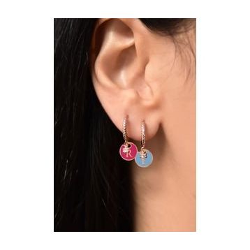 Papatya Silver 925 Ayar Taşlı Lotus Figürlü Harfli Kadın Gümüş Halka Küpe