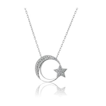 Papatya Silver Ay Yıldız 925 Ayar Gümüş Kolye