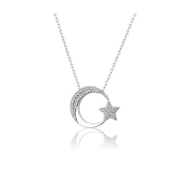 Papatya Silver Ay Yıldız 925 Ayar Gümüş Kolye
