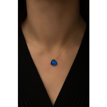 Papatya Silver Renk Değiştiren Doğal Taşlı His Taşı Kalp Gümüş Kolye