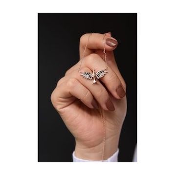 Papatya Silver UVPTS100203 925 Ayar Rose Kaplama Zümrüdü Anka Kuşu Gümüş Kolye