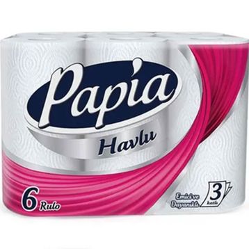 Papia 6'lı 3 Katlı Kağıt Havlu