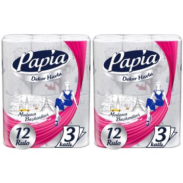 Papia Decor Modanon Başkentleri Desenli 12'li Kağıt Havlu (2 adet)