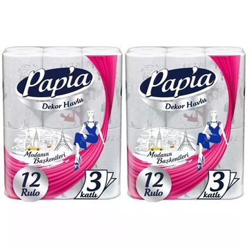 Papia Decor Modanon Başkentleri Desenli 12'li Kağıt Havlu (2 adet)