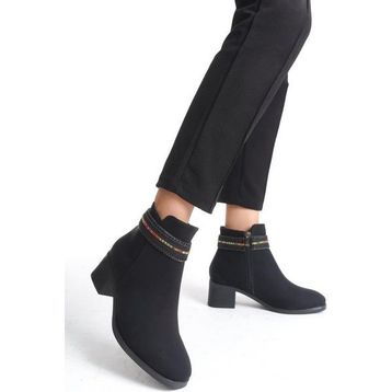 Papuçcity Sprs 02973 Siyah Nubuk 5.5 cm Topuklu Kadın Bot