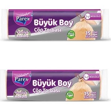 Parex 2'li Büyük Büzgülü Vanilya Kokulu Çöp Torbası