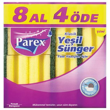 Parex Klasik Yeşil 8'li Eko Paket Oluklu Sünger