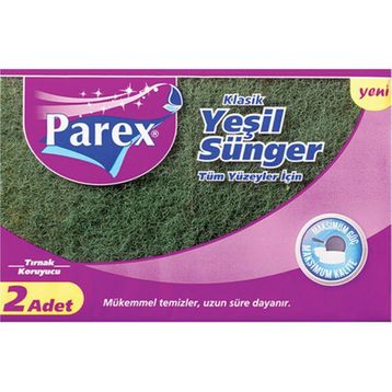Parex Klasik Yeşil Oluklu 2'li Bulaşık Süngeri