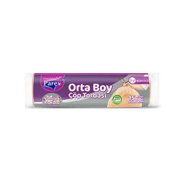 Parex Vanilya Kokulu 55x60 cm 15'li Büzgülü Orta Boy Çöp Torbası