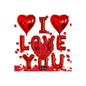 PartiBulutu I Love You Kırmızı Folyo Balon Set