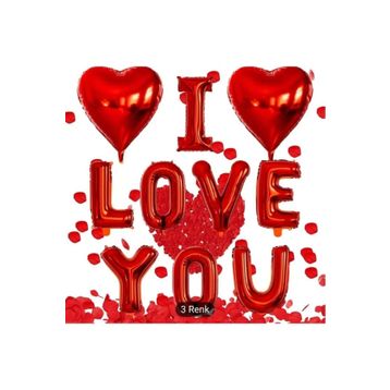 PartiBulutu I Love You Kırmızı Folyo Balon Set