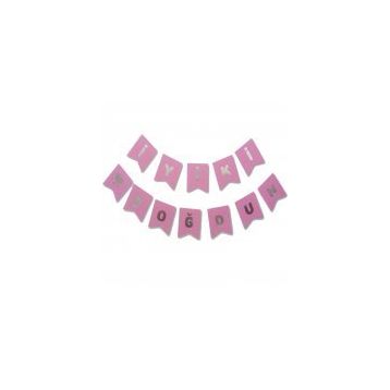 Partici Pembe Gümüş Yaldızlı İyi Ki Doğdun Banner