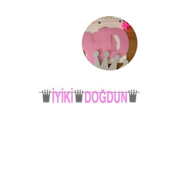 Partici Pembe Gümüş Yaldızlı İyi Ki Doğdun Banner