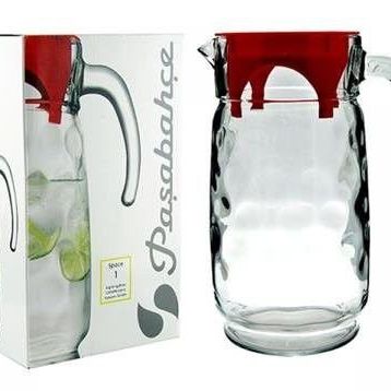 Paşabahçe 43794 Rings Kapaklı Cam Sürahi Kırmızı 1850cc