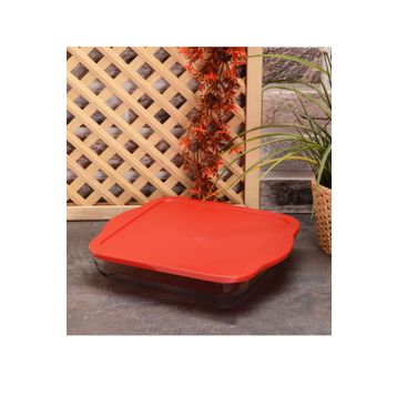 Paşabahçe 59024 3200 CC 28X28 CM Borcam Kırmızı Kapaklı Kare Tepsi