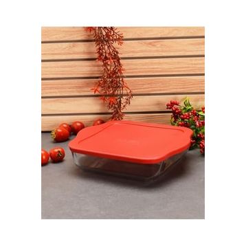 Paşabahçe 59024 Kırmızı Kapaklı 25x22 CM Borcam Kare Tepsi