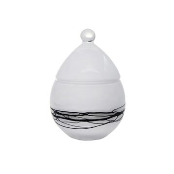 Paşabahçe 90278 El İmalatı Kristal Beyaz Dekorlu Şekerlik