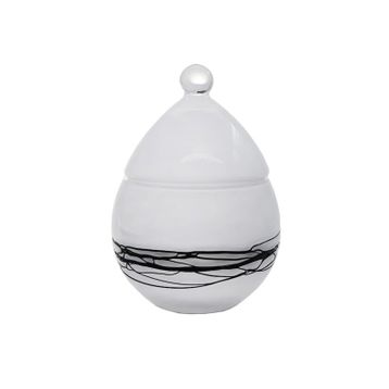 Paşabahçe 90278 El İmalatı Kristal Beyaz Dekorlu Şekerlik