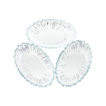 Paşabahçe Oval Servis Çerezlik Kahvaltılık 3'lü Cam Kayık Tabak