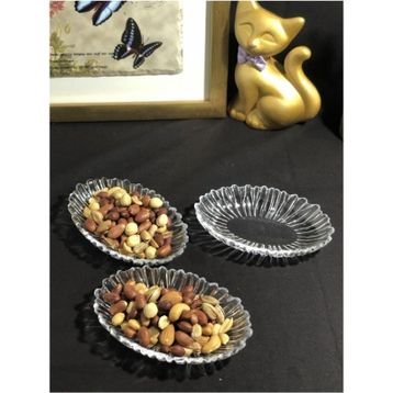 Paşabahçe Oval Servis Çerezlik Kahvaltılık 3'lü Cam Kayık Tabak