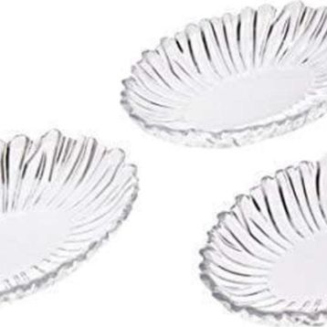 Paşabahçe Oval Servis Çerezlik Kahvaltılık 3'lü Cam Kayık Tabak