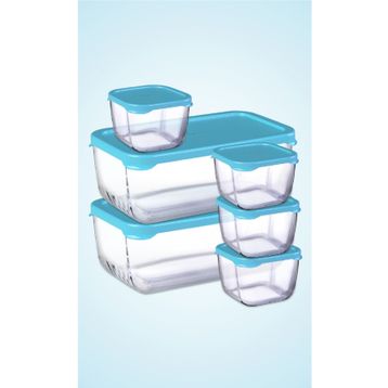 Paşabahçe Snowbox Mavi 6 Parça Saklama Kabı Takımı