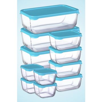 Paşabahçe Snowbox Mavi Kapaklı 11 Parça Saklama Kabı Takımı