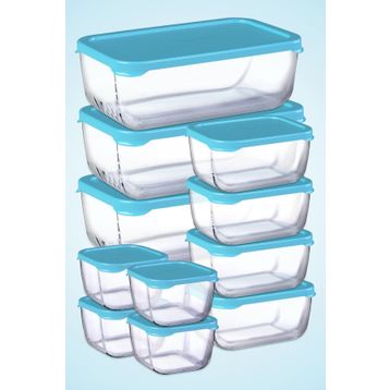 Paşabahçe Snowbox Mavi Kapaklı 11 Parça Saklama Kabı Takımı