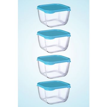 Paşabahçe Snowbox Mavi Kapaklı 4'lü 275 cc Saklama Kabı Takımı