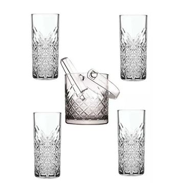 Paşabahçe Timeless Cam Buz Kovası Maşalı + Rakı Bardağı Seti