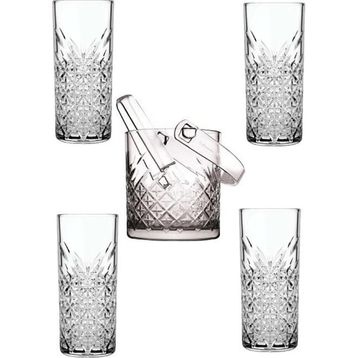 Paşabahçe Timeless Cam Buz Kovası Maşalı + Rakı Bardağı Seti
