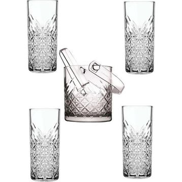 Paşabahçe Timeless Cam Buz Kovası Maşalı + Rakı Bardağı Seti